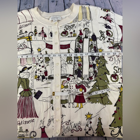 CJ Banks Cream Cotton Retro Holiday Cottagecore Festive Teacher Cardigan 1X - Picture 9 of 10